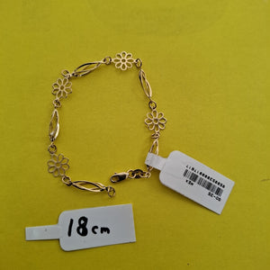 PULSERA ESPECIAL CON FLORES 14K 18 CM 2.7 GR (NUEVO)