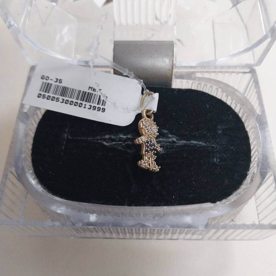 DIJE NIÑO CON CIRCONIAS Y PIEDRAS DE COLOR 10K 0.9 GR (NUEVO)