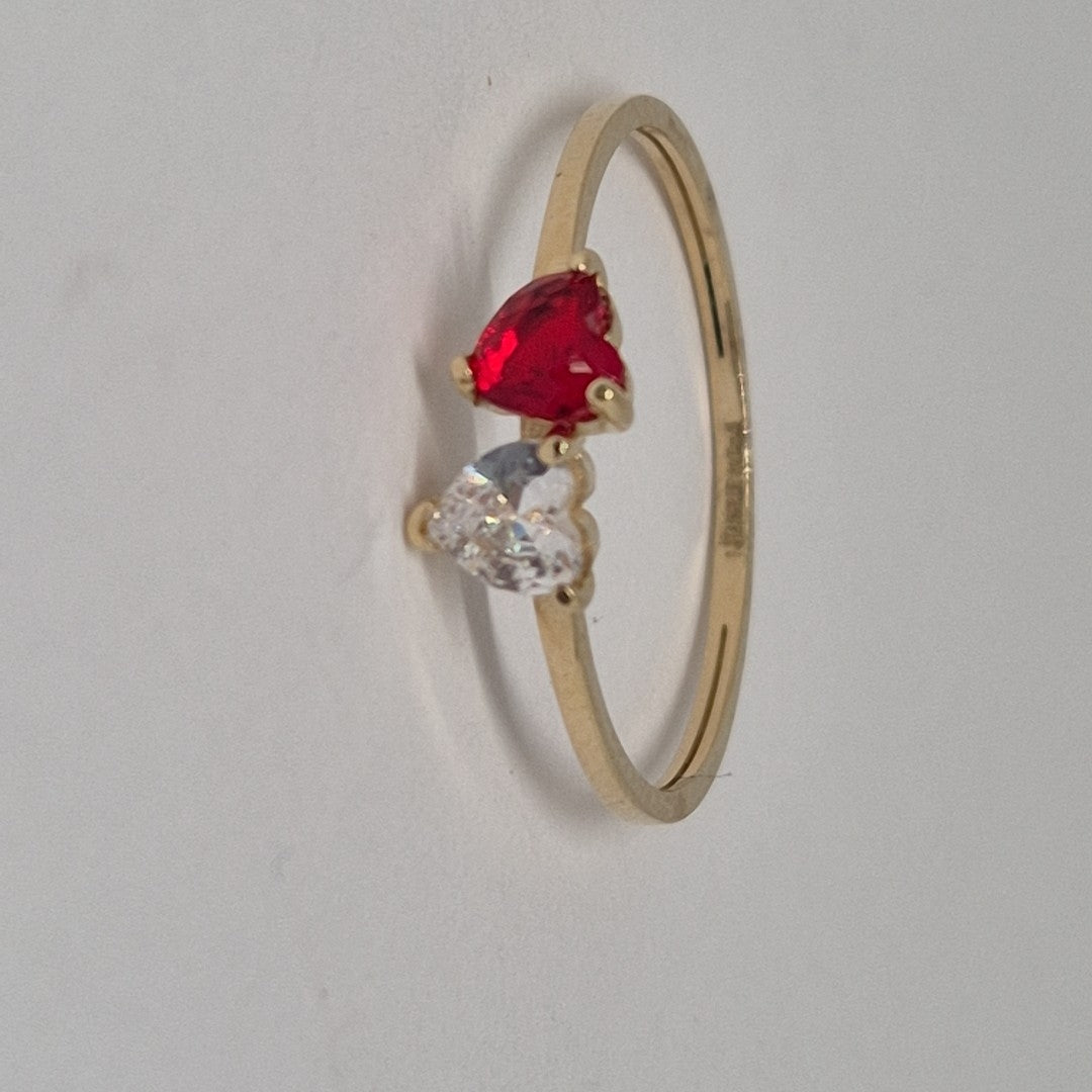 ANILLOS CORAZONES CON CIRCONIA Y PIEDRA DE COLOR 14K TALLA 9 1.2 GR (NUEVO)