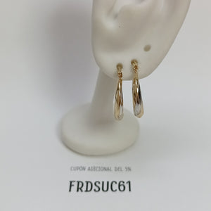 ARETES TEJIDO ARRACADA TRENZADA COMBINADA 14K 1.8 GR (NUEVO)