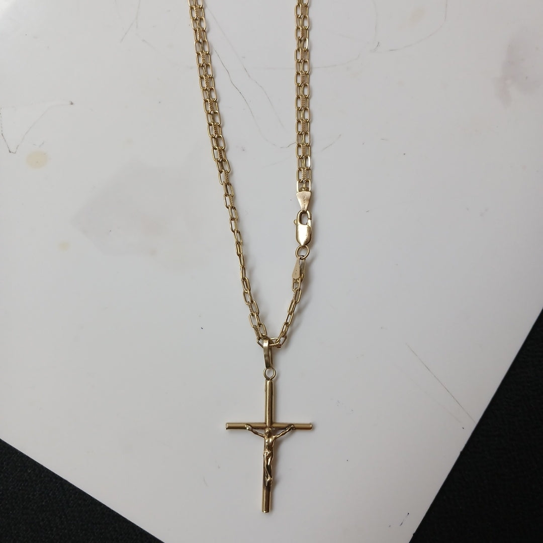 CADENA, CRUCIFIJO ORO 14 K 13 GRMS (SEMINUEVO)