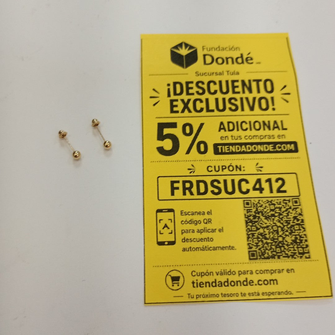 BROQUELES BROQUEL FIG ESFERA 14K 0.1308 GR (NUEVO)
