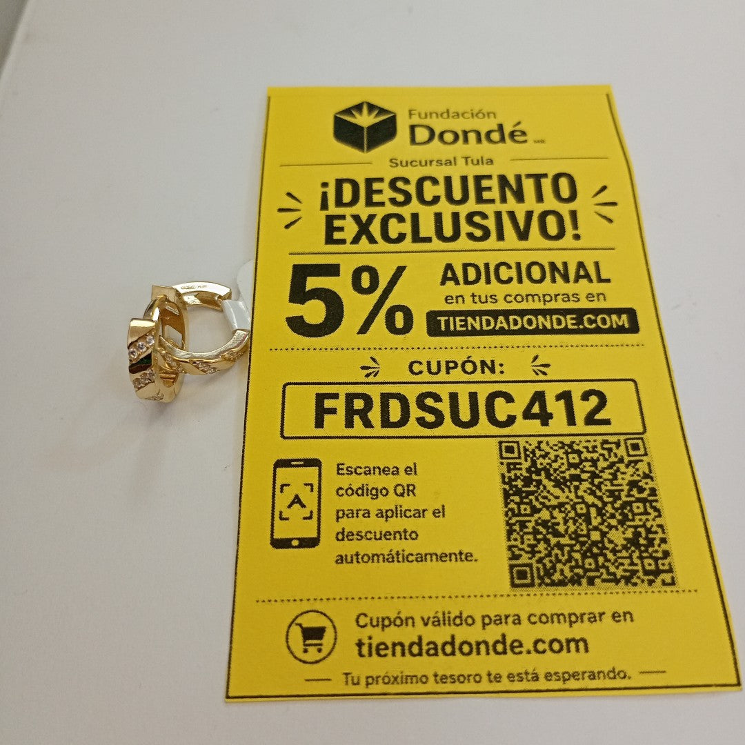 ARETES HUGGIES CON CIRCONIAS 14K 2.2 GR (NUEVO)