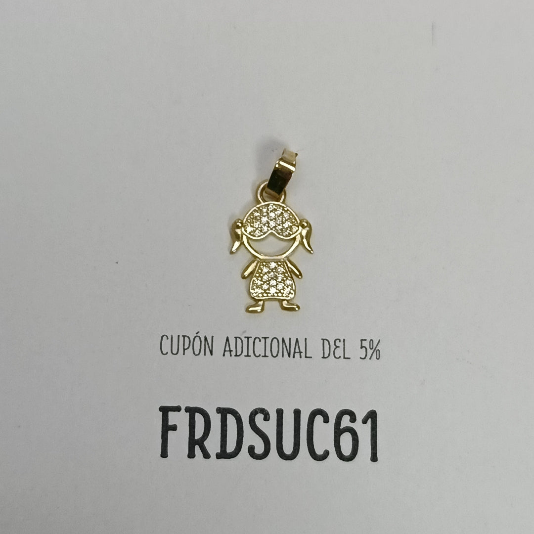 DIJE TEJIDO NIÑA CON CIRCONIAS 14K 0.8 GR (NUEVO)