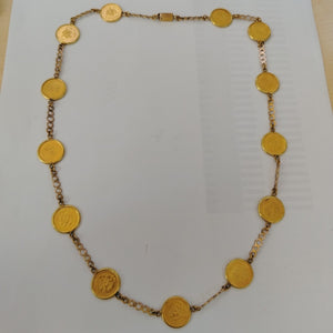 K1 42 GRMS 21 K IDENTIFICACIÓN COLLAR TEJIDO ESPECIAL MONEDAS PES (SEMINUEVO)