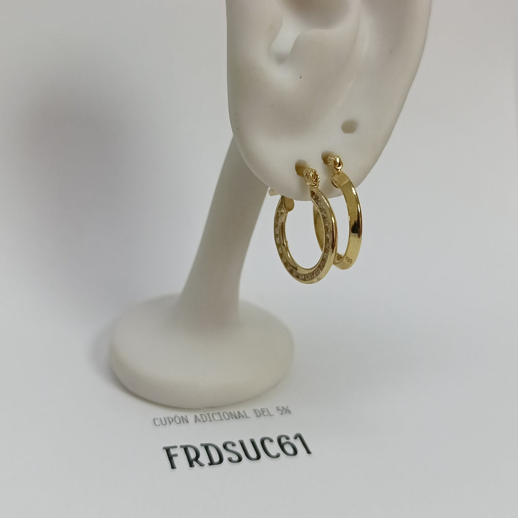 ARETES ARRACADAS CON CIRCONIAS 14K 2.4 GR (NUEVO)