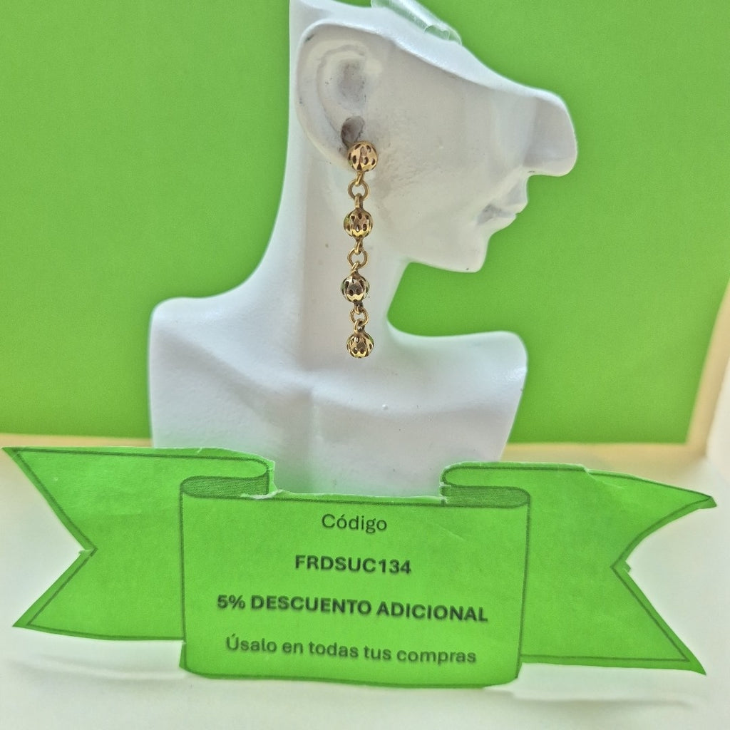 ARETES PAR ORO COMBINADO 14 K 2,30 GRMS (SEMINUEVO)