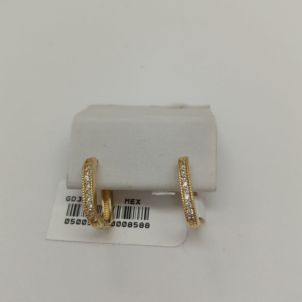 ARETES HUGGIES OVALADA C CIRCONIAS 14K 2.5 GR (NUEVO)
