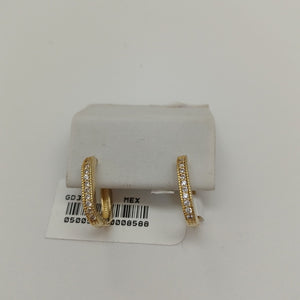 ARETES HUGGIES OVALADA C CIRCONIAS 14K 2.5 GR (NUEVO)