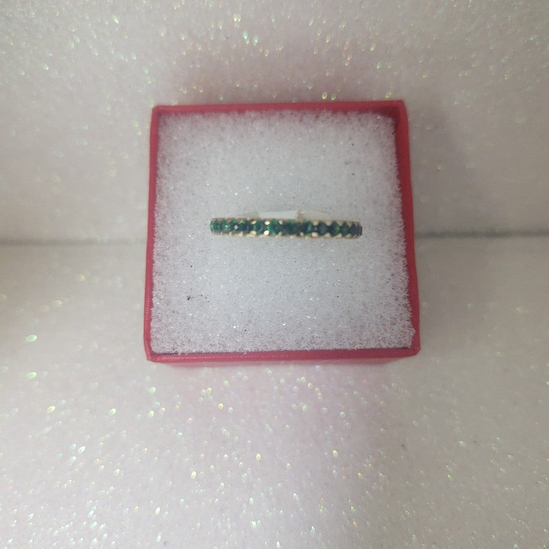 ANILLO ANILLITO MEDIA CHURUMBELA C PDRAS COLOR VERDE 14K 7 TALLA 1.5 GR (NUEVO)