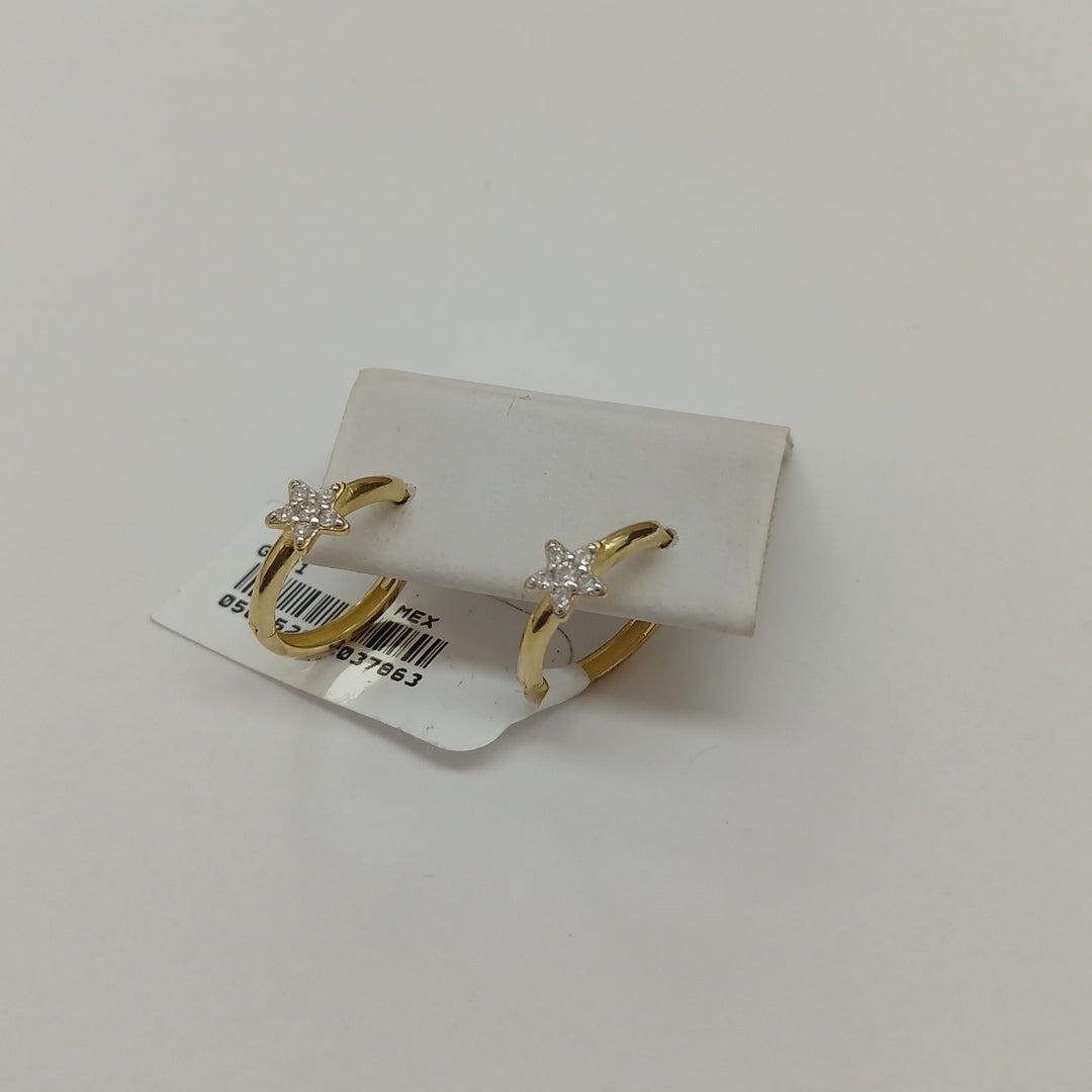 ARETES ARRACADAS FIG ESTRELLA CIRCONIAS 10K 1.6 GR (NUEVO)