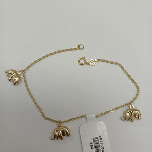 PULSERA ESPECIAL CON DIJES ELEFANTES 10K 18 CM 2.2 GR (NUEVO)
