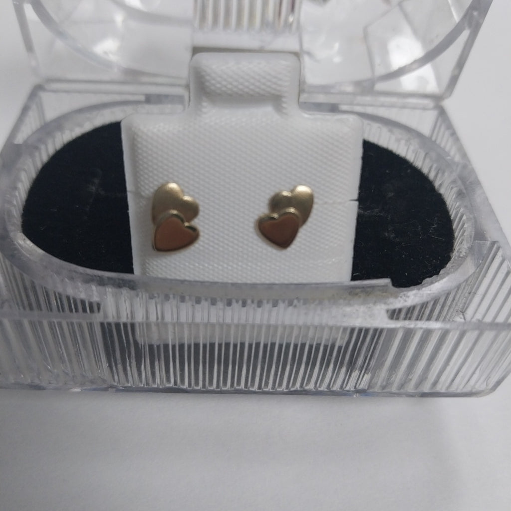 BROQUELES BROQUEL CORAZON DOBLE 14K 0.2171 GR (NUEVO)