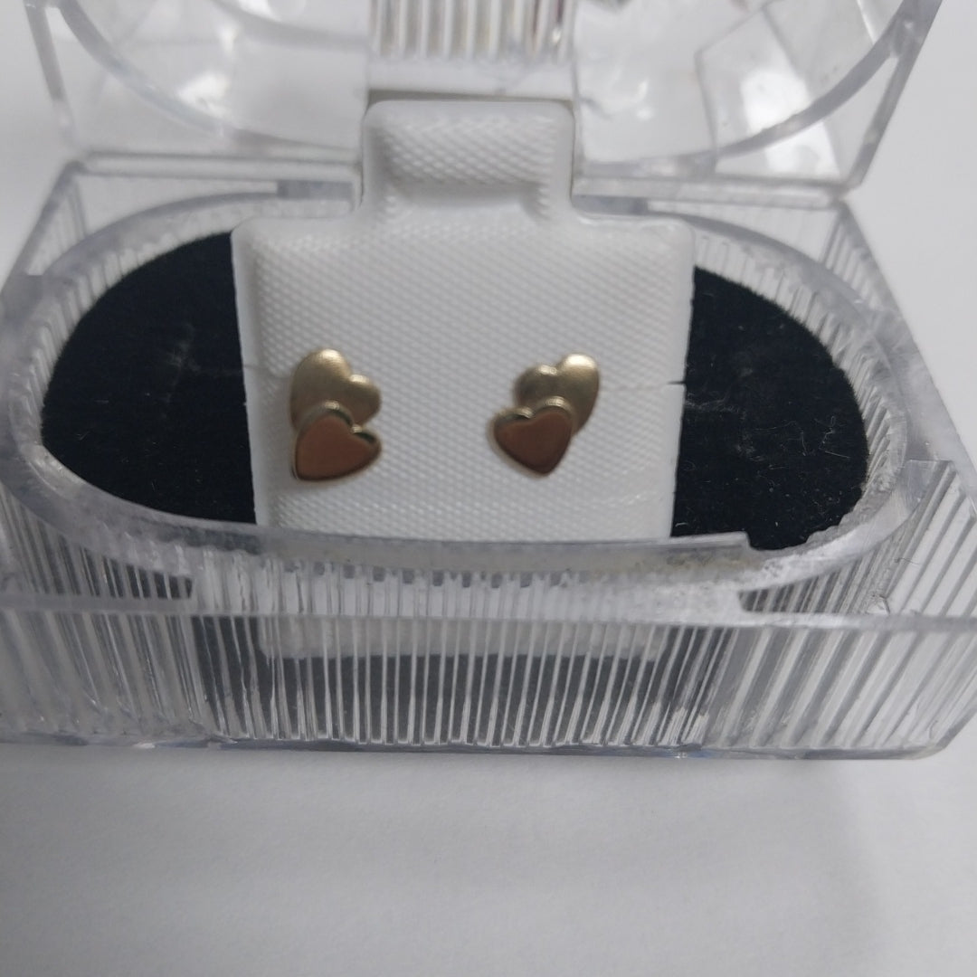BROQUELES BROQUEL CORAZON DOBLE 14K 0.2171 GR (NUEVO)