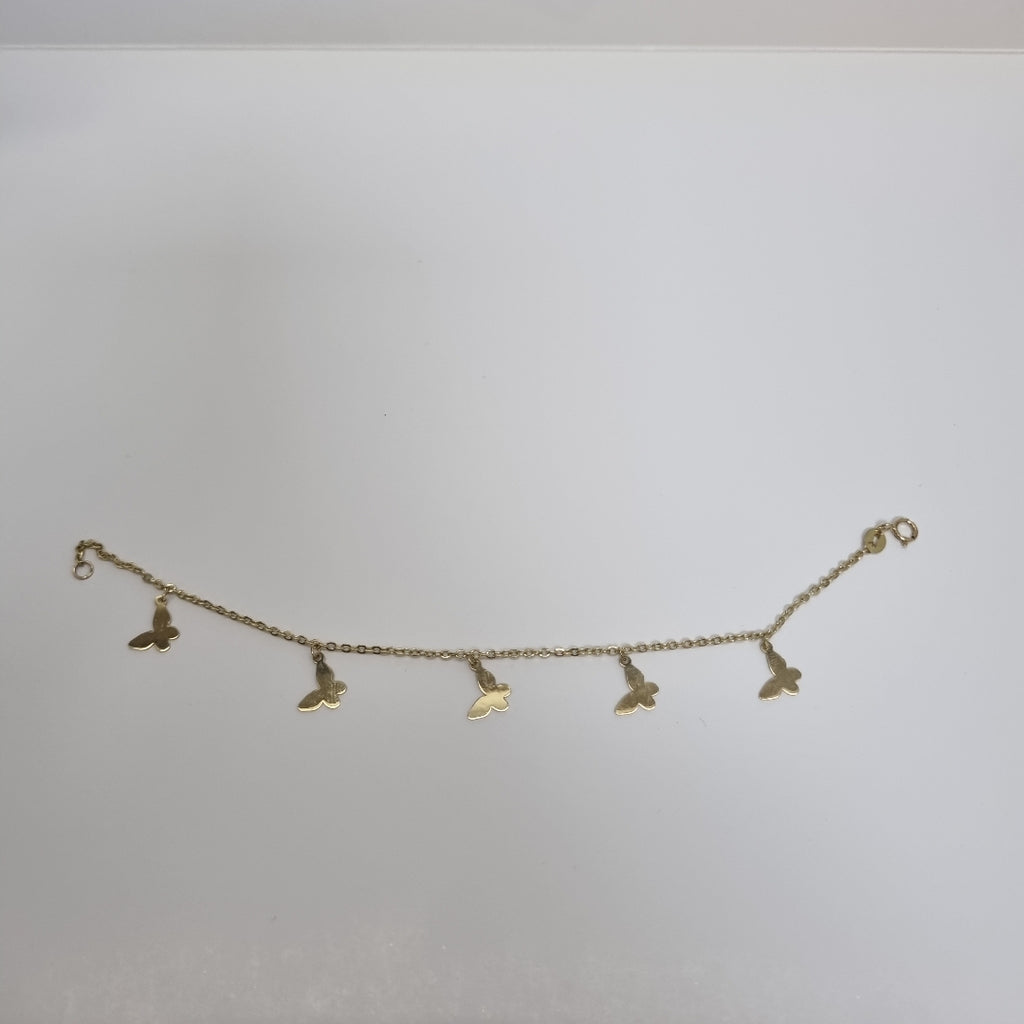 PULSERA ESPECIAL CON MARIPOSAS 14K 18 CM 2.1 GR (NUEVO)