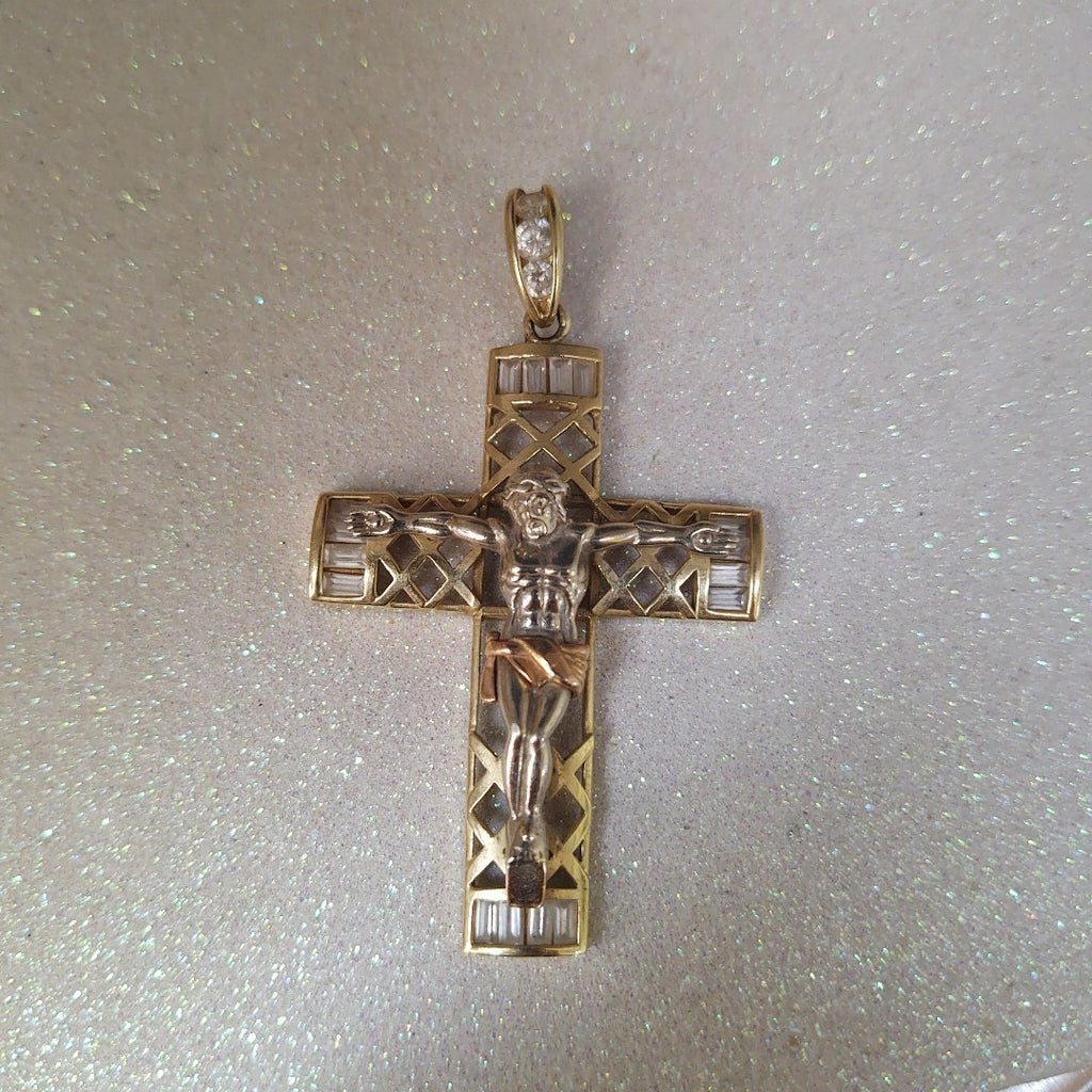 CRUCIFIJO ORO,ORO COMBINADO 14 K 15,00 GRMS (SEMINUEVO)