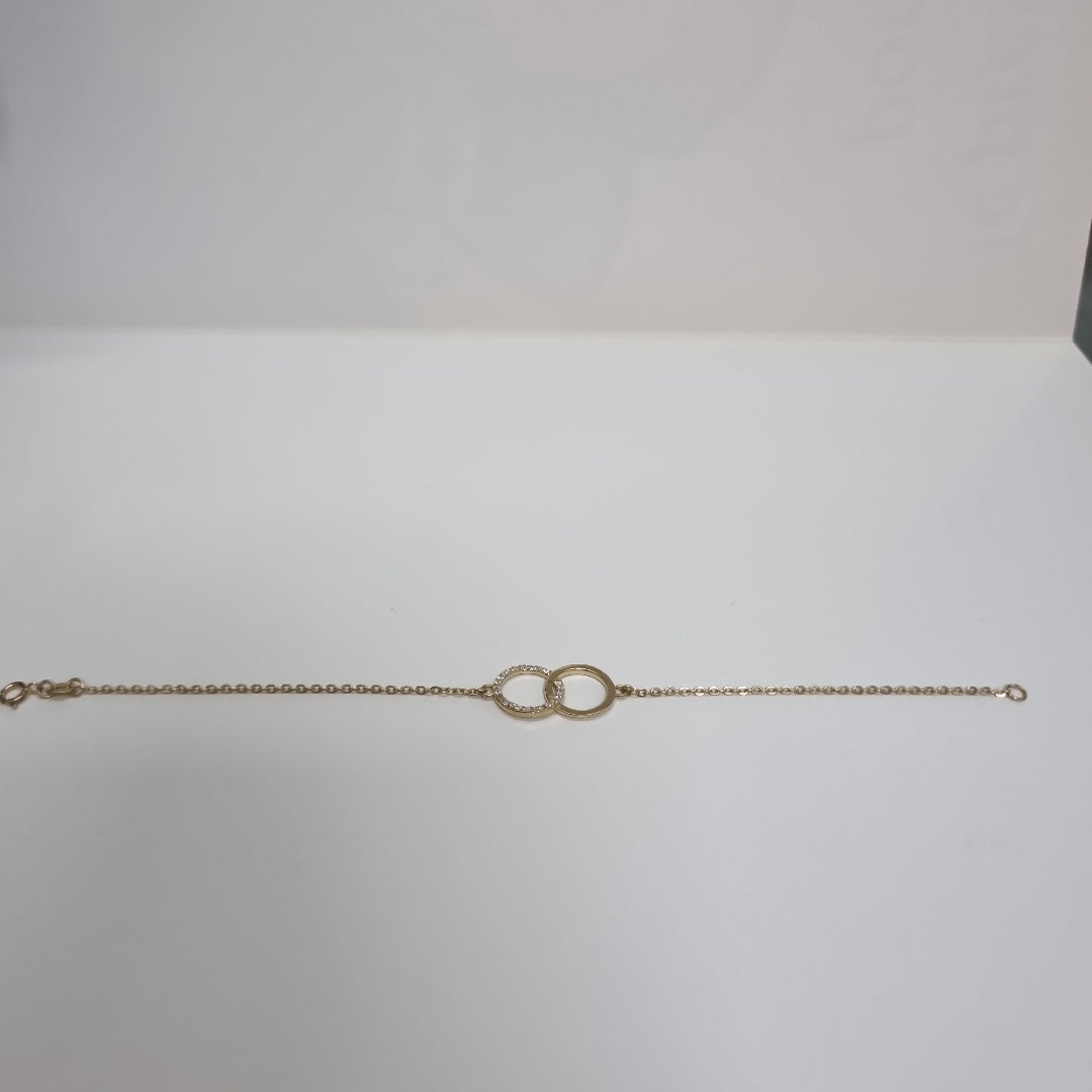 PULSERA TEJIDO ESPECIAL FIG AROS UNIDOS C CIRCS 14K 18 CM 2.1 GR (NUEVO)
