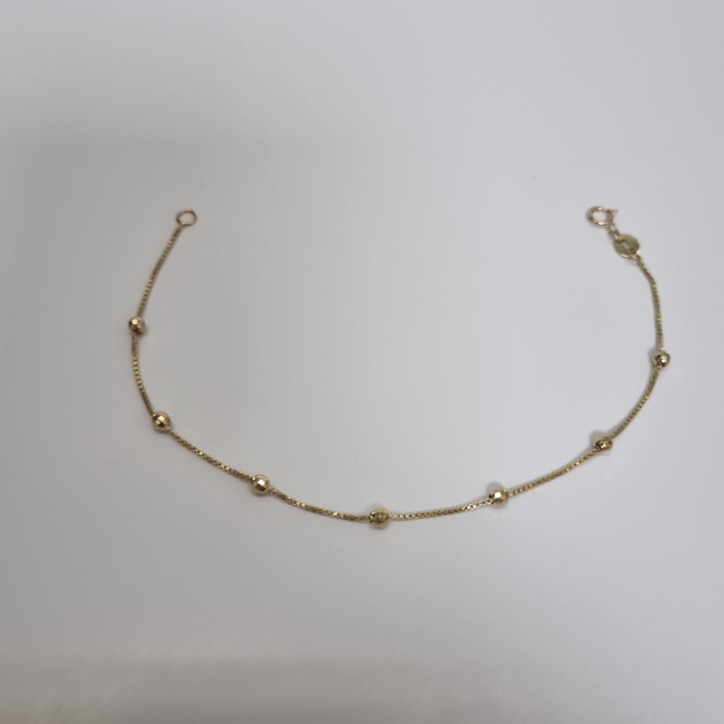PULSERA ESPECIAL CON BOLITAS 14K 18 CM 1.4 GR (NUEVO)