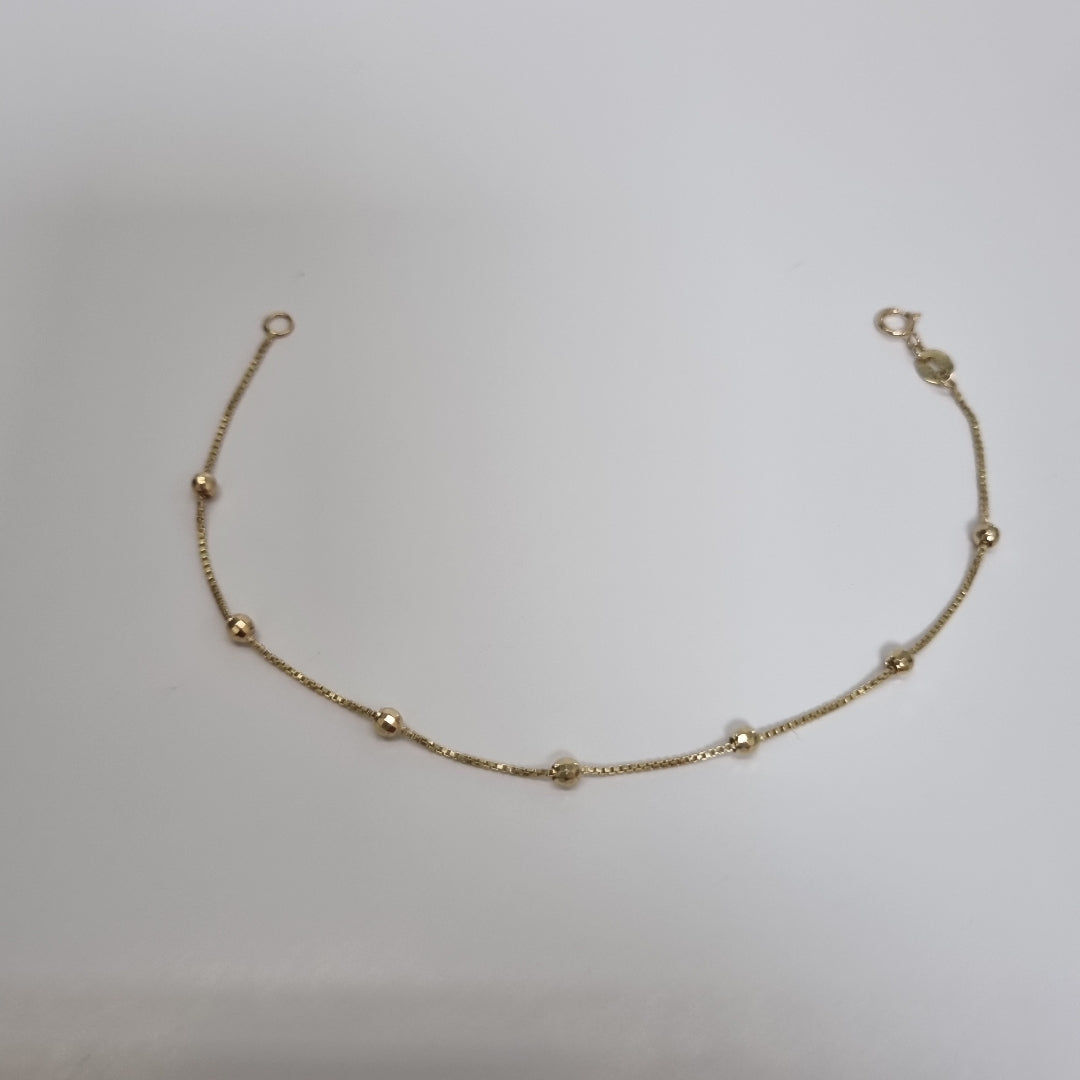 PULSERA ESPECIAL CON BOLITAS 14K 18 CM 1.4 GR (NUEVO)