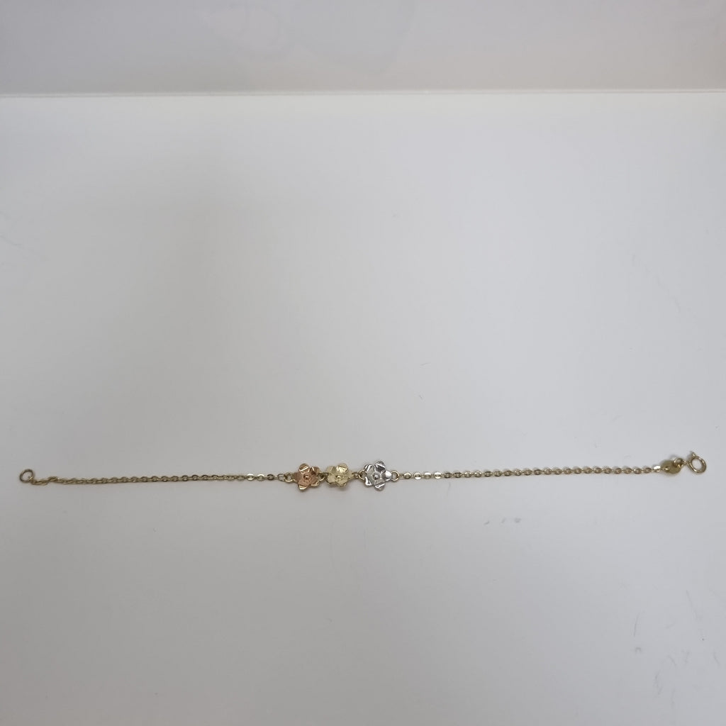 PULSERA TEJIDO ESPECIAL FIG FLORES 14K 18 CM 2 GR (NUEVO)