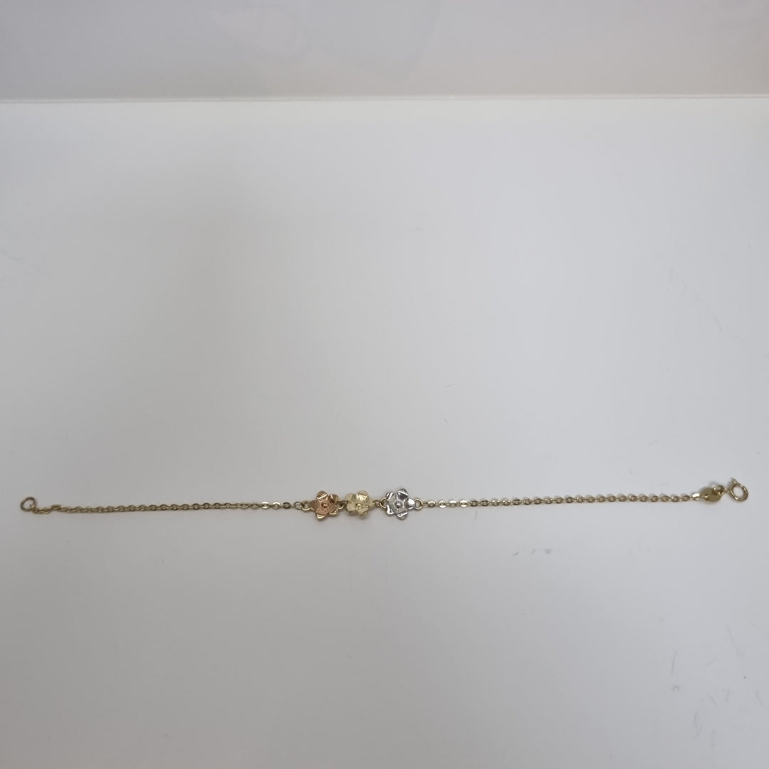 PULSERA TEJIDO ESPECIAL FIG FLORES 14K 18 CM 2 GR (NUEVO)