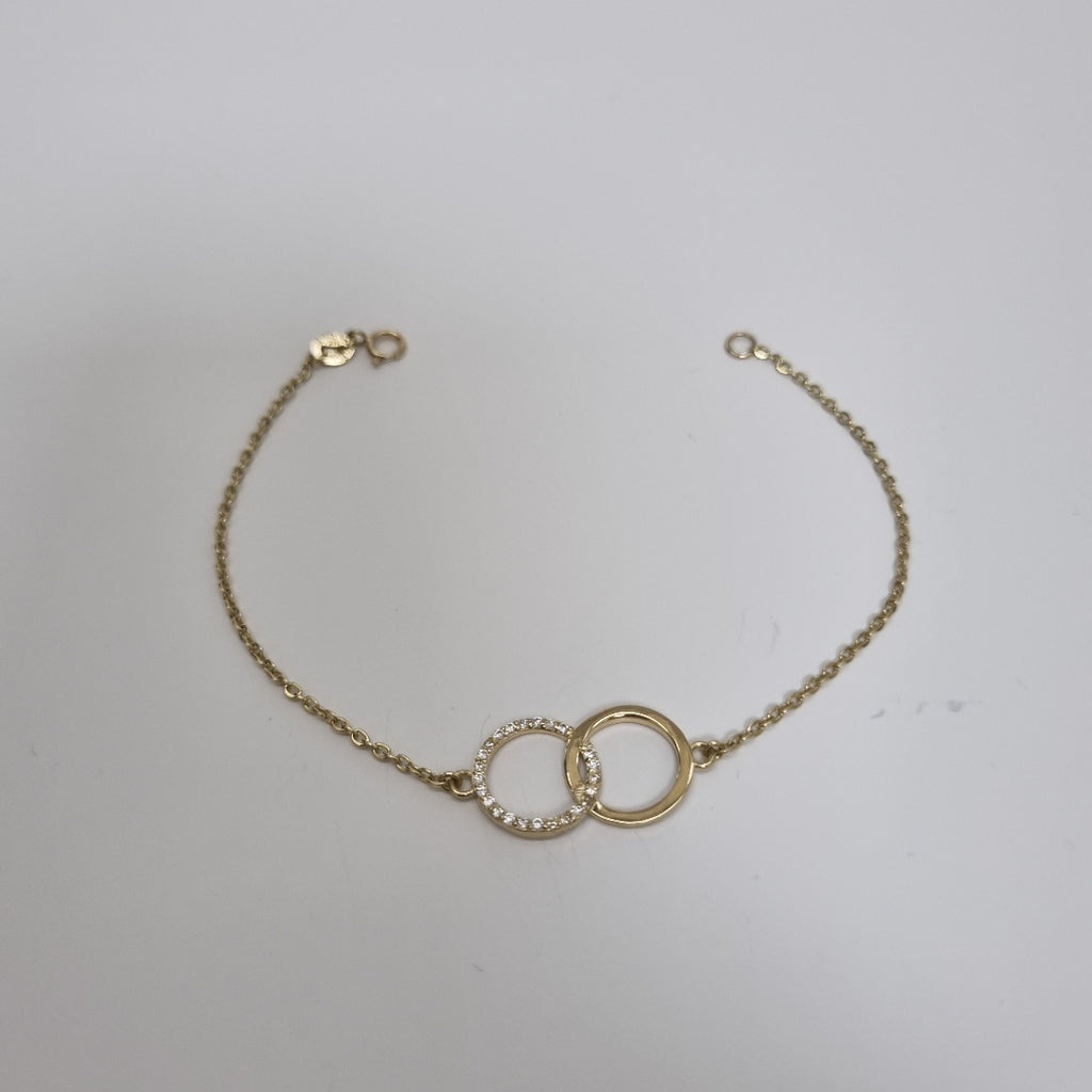 PULSERA TEJIDO ESPECIAL FIG AROS UNIDOS C CIRCS 14K 18 CM 2.1 GR (NUEVO)