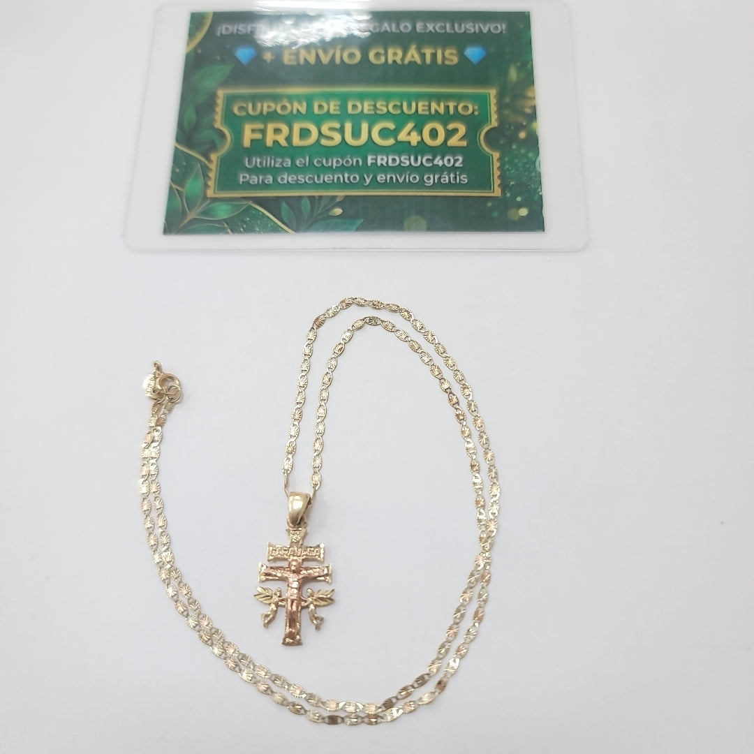 CADENA, CRUZ DE CARAVACA ORO, ORO COMBINADO 10 K 3.1 GRMS (SEMINUEVO)