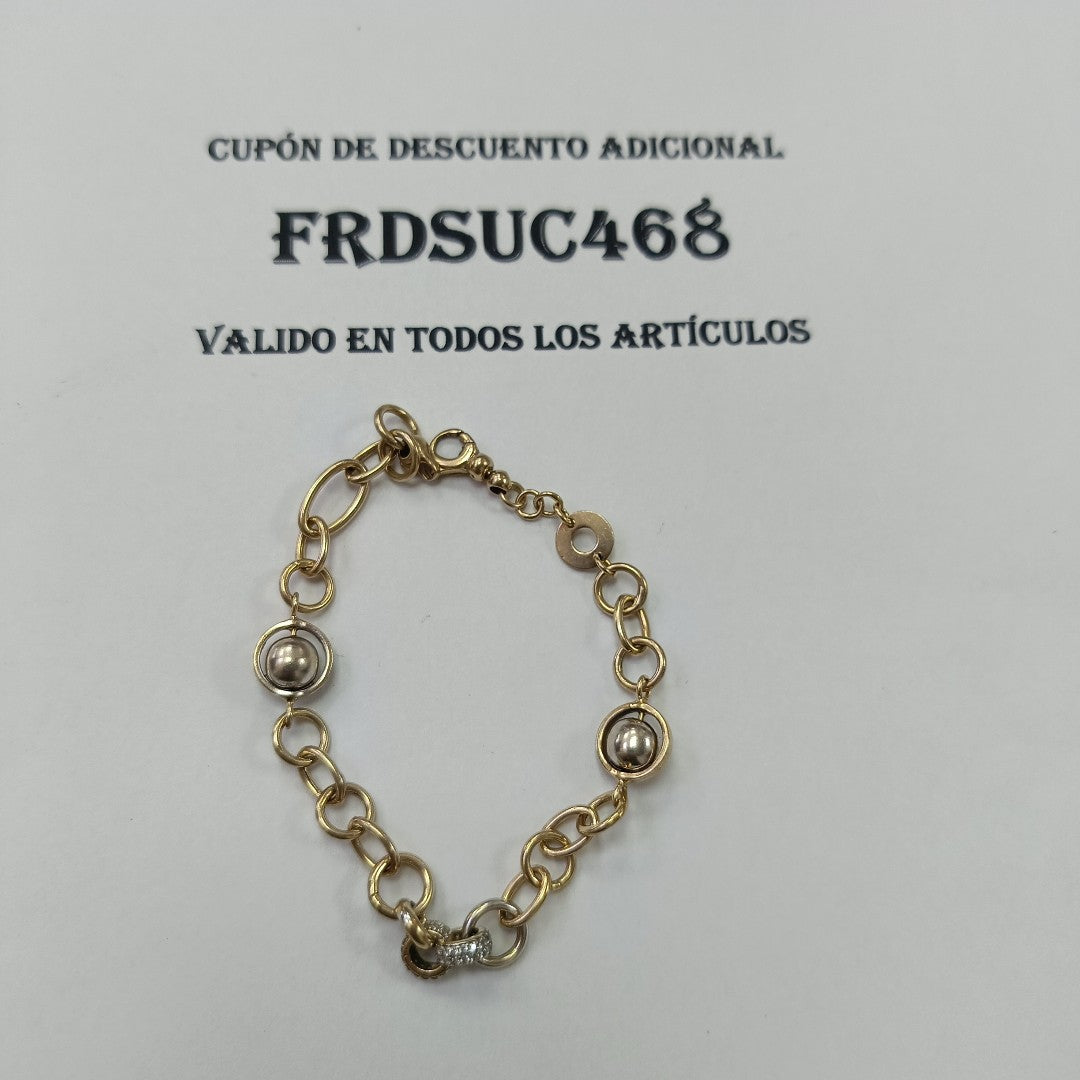 PULSERA ORO COMBINADO 14 K 8.2 GRMS (SEMINUEVO)