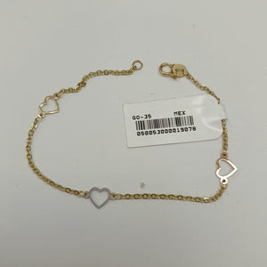 PULSERA ESPECIAL CON CORAZONES 14K 18 CM 1.3 GR (NUEVO)