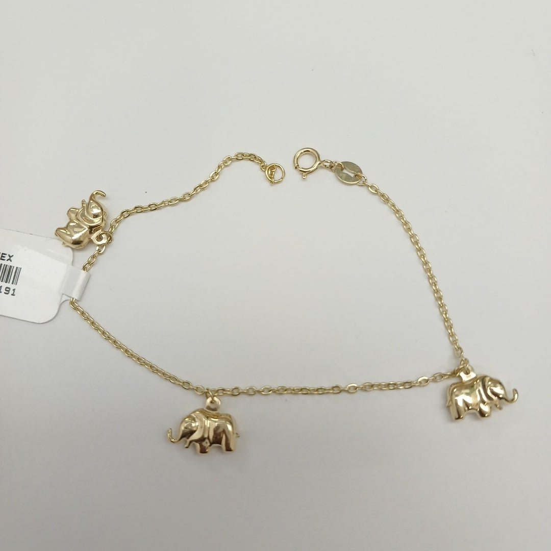 PULSERA ESPECIAL CON DIJES ELEFANTES 10K 18 CM 2.2 GR (NUEVO)