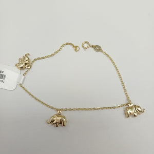PULSERA ESPECIAL CON DIJES ELEFANTES 10K 18 CM 2.2 GR (NUEVO)