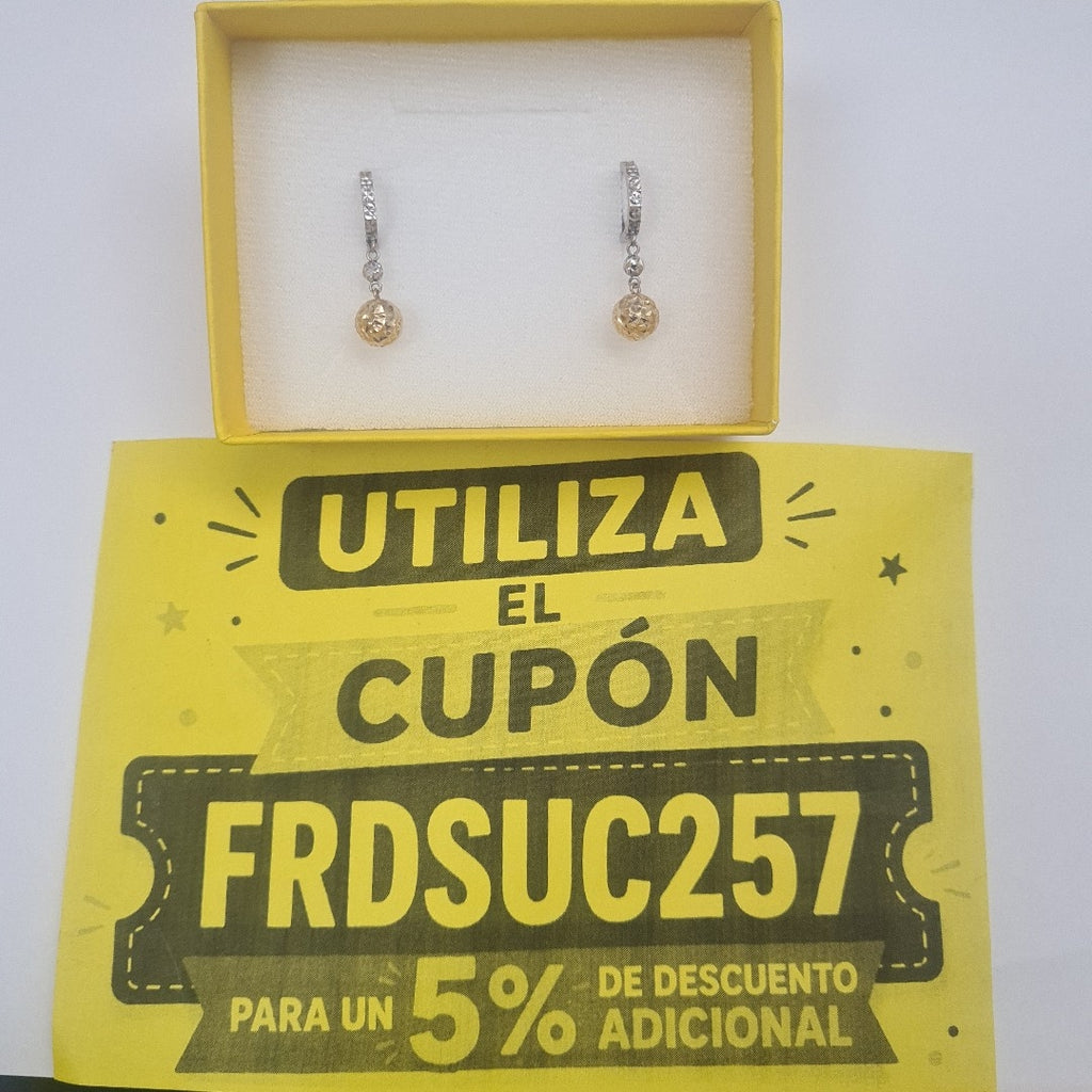 ARRACADAS PAR ORO, ORO COMBINADO 14 K 2.2 GRMS (SEMINUEVO)