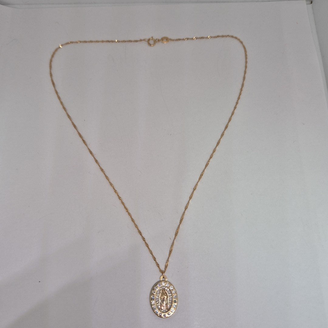 CADENA, MEDALLA RELIGIOSA ORO 10 K 2 GRMS (SEMINUEVO)