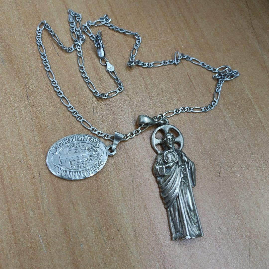 CADENA, DIJE, MEDALLA RELIGIOSA PLATA 18.4 GRMS (SEMINUEVO)