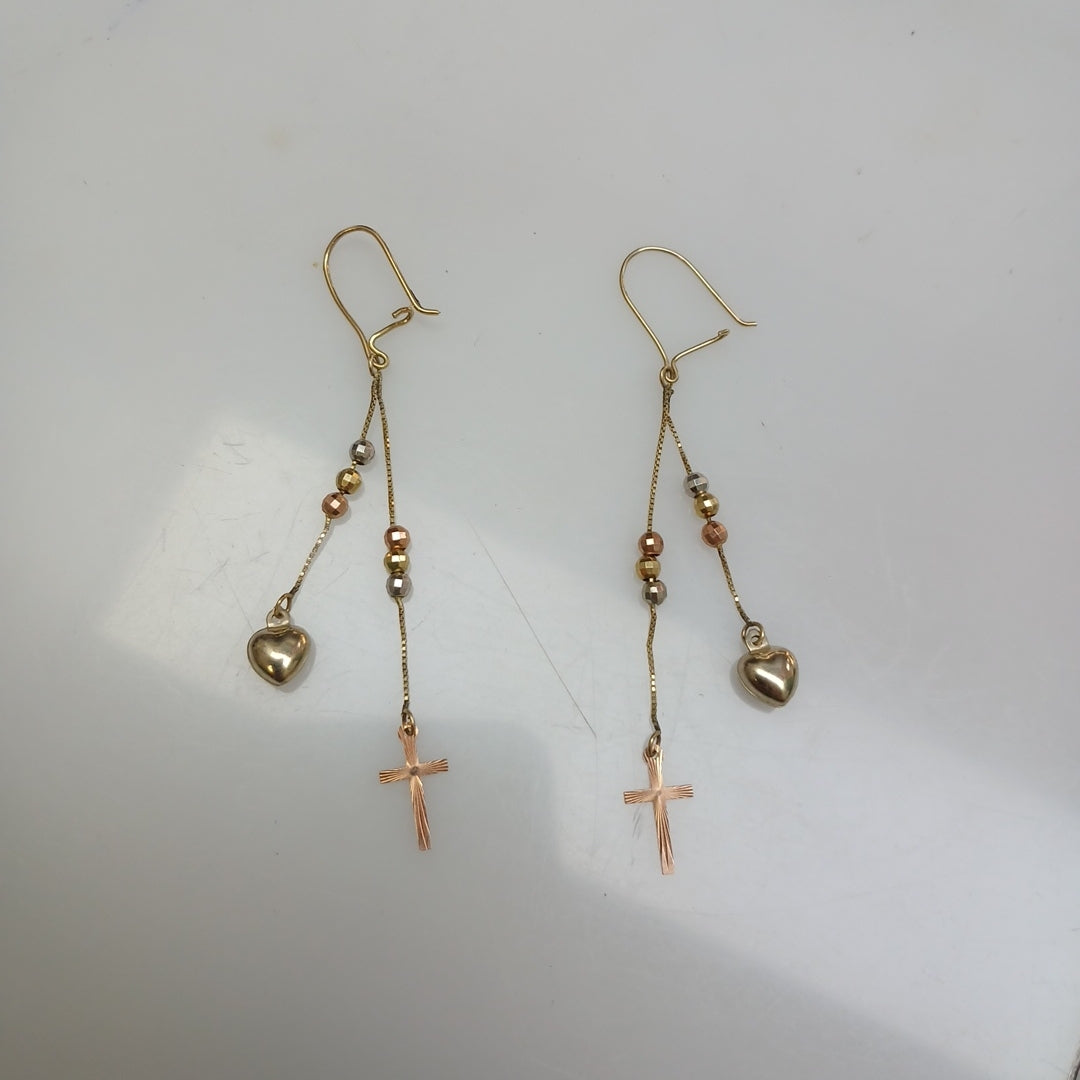 ARETES PAR ORO,ORO COMBINADO 10 K 2,00 GRMS (SEMINUEVO)