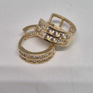 ARETES HUGGIES C CIRCONIAS 14K 1.7 GR (NUEVO)