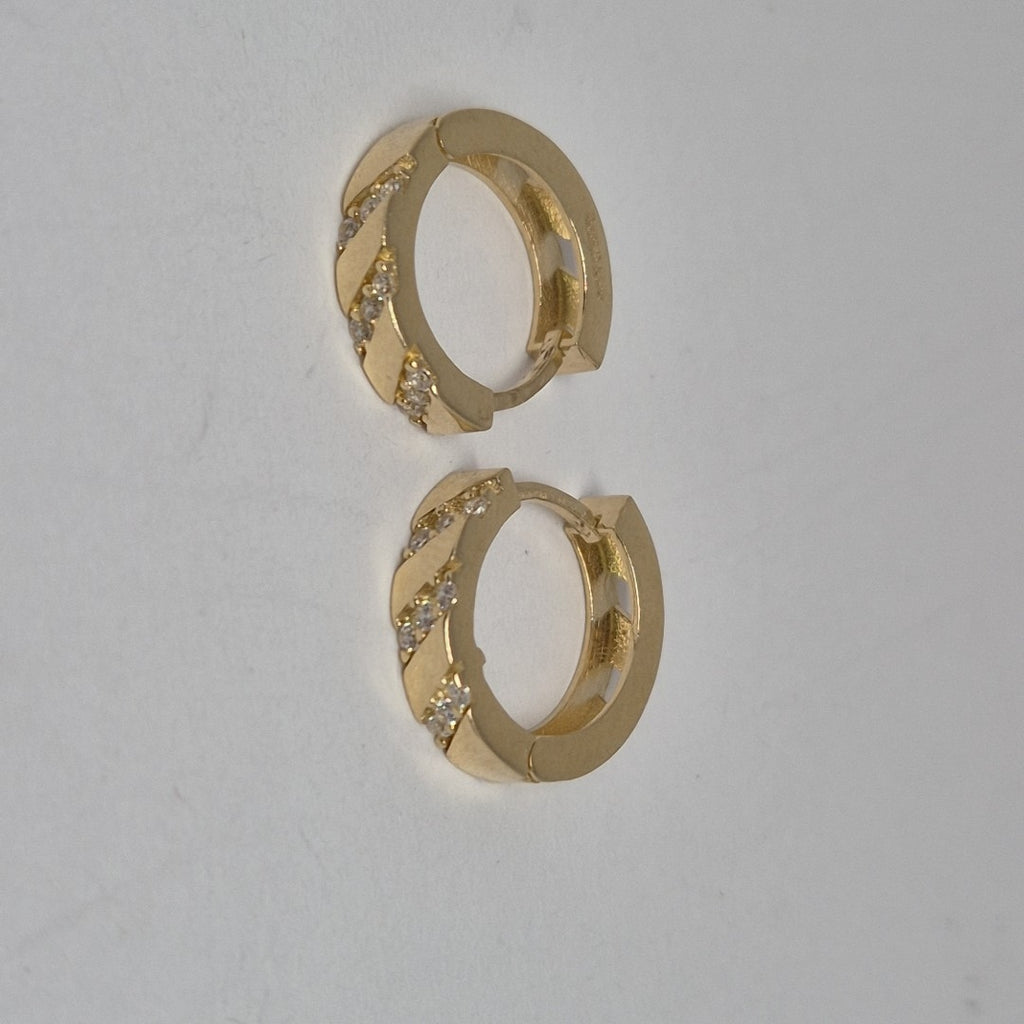 ARETES HUGGIES CON CIRCONIAS 14K 2.2 GR (NUEVO)
