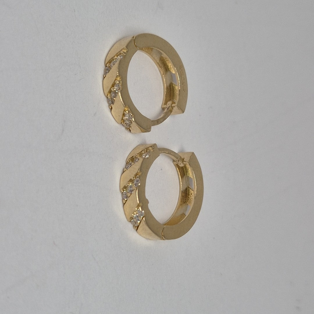 ARETES HUGGIES CON CIRCONIAS 14K 2.2 GR (NUEVO)