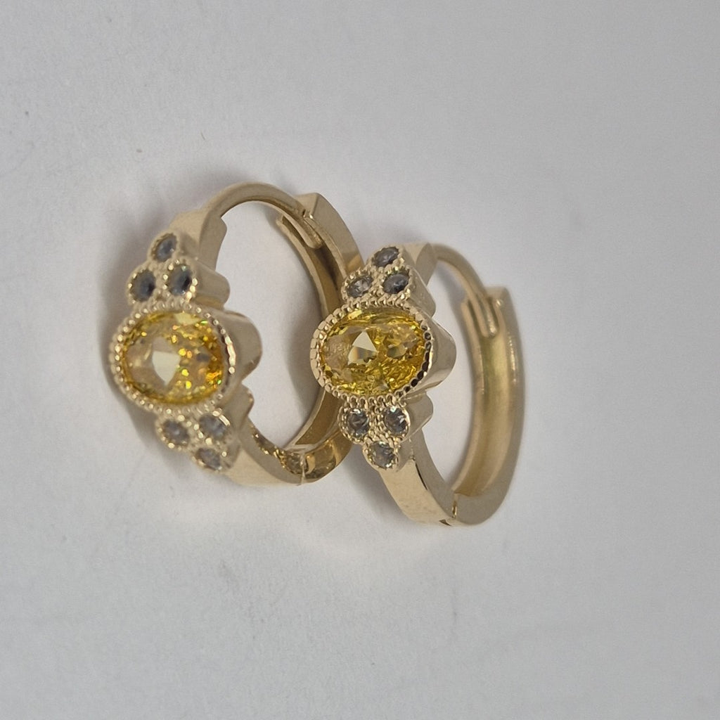 ARETES ARRACADAS CON CIRCONIAS Y PDRAS COL 14K 3.3 GR (NUEVO)