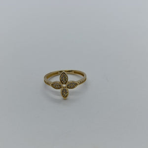 ANILLO ANILLITO FLOR C CIRCONIAS 14K 7 TALLA 1.9 GR (NUEVO)
