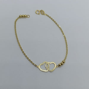 PULSERA TEJIDO ESPECIAL C CORAZONES 14K 18 CM 1.7 GR (NUEVO)