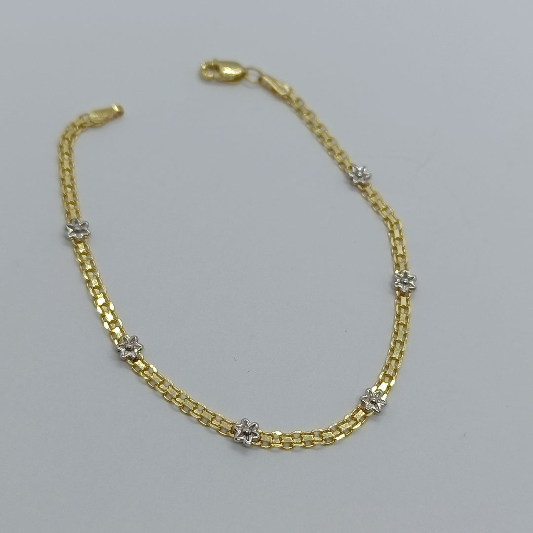 PULSERA ESPECIAL C FLORES 14K 18 CM 3 GR (NUEVO)