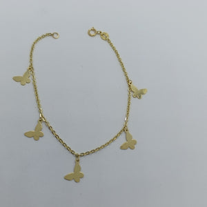 PULSERA ESPECIAL CON MARIPOSAS 14K 18 CM 2 GR (NUEVO)
