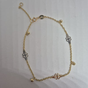 PULSERA ESPECIAL CON TREBOL 14K 18 CM 1.9 GR (NUEVO)