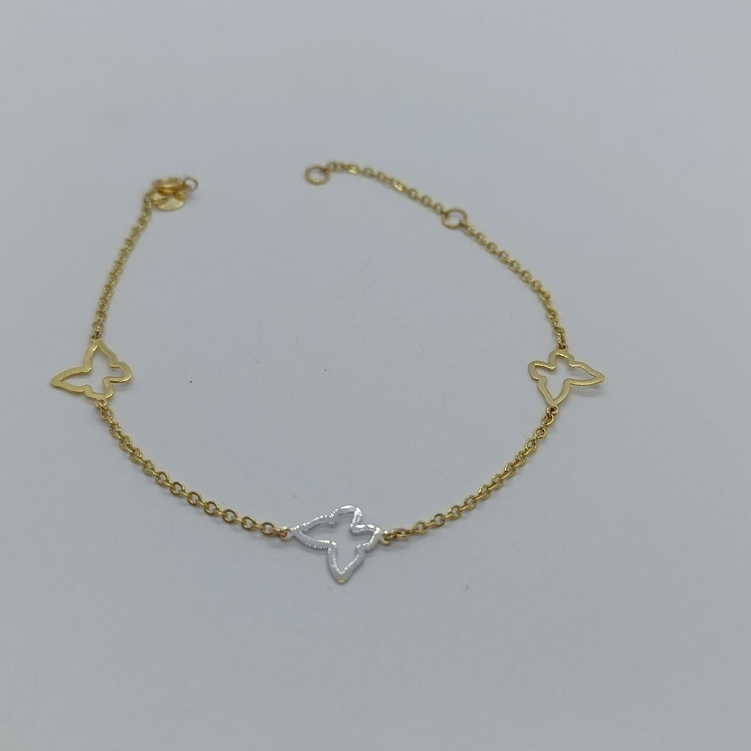 PULSERA ESPECIAL C MARIPOSAS 14K 18 CM 1.7 GR (NUEVO)