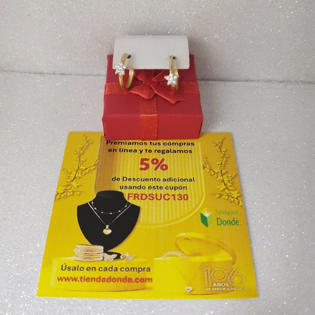 ARETES ARRACADAS FIG ESTRELLA CIRCONIAS 10K 1.6 GR (NUEVO)