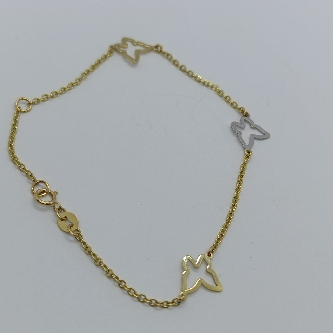 PULSERA ESPECIAL C MARIPOSAS 14K 18 CM 1.7 GR (NUEVO)