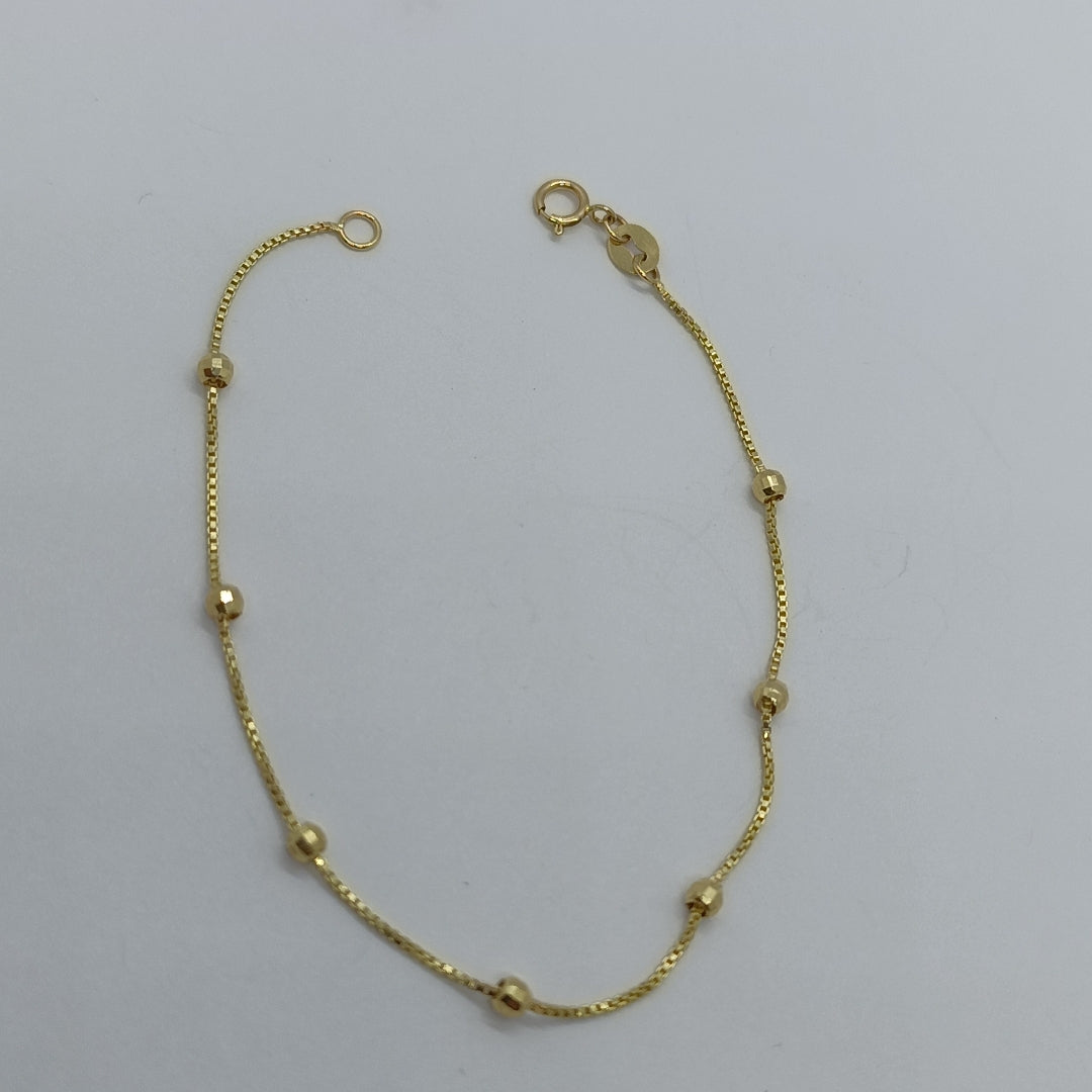 PULSERA ESPECIAL CON BOLITAS 14K 18 CM 1.4 GR (NUEVO)