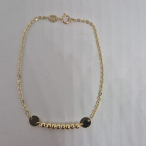 PULSERA TEJIDO ESPECIAL CON BOLITAS 14K 18 CM 1.8 GR (NUEVO)