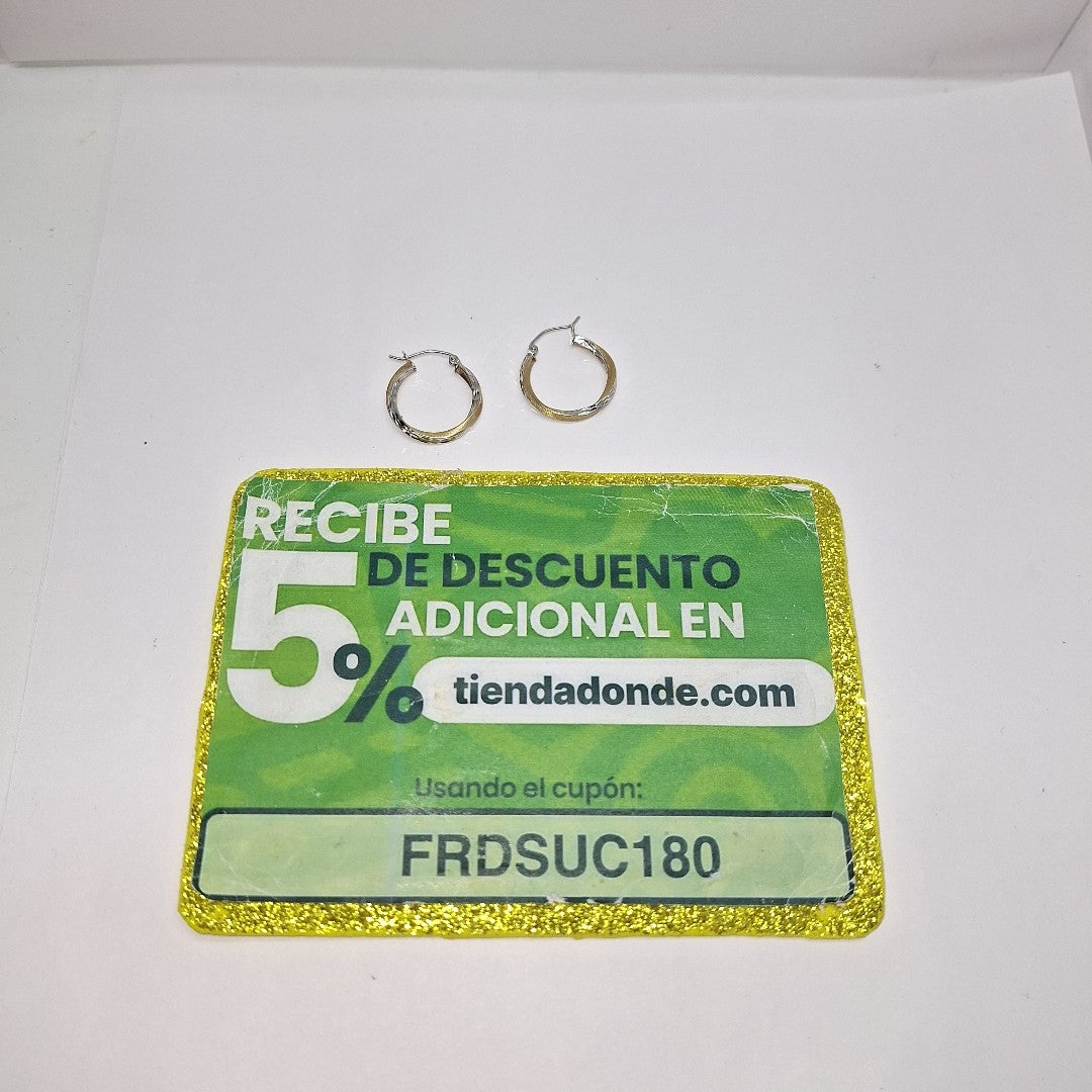 ARRACADAS PAR ORO, ORO COMBINADO 14 K 1.5 GRMS (SEMINUEVO)